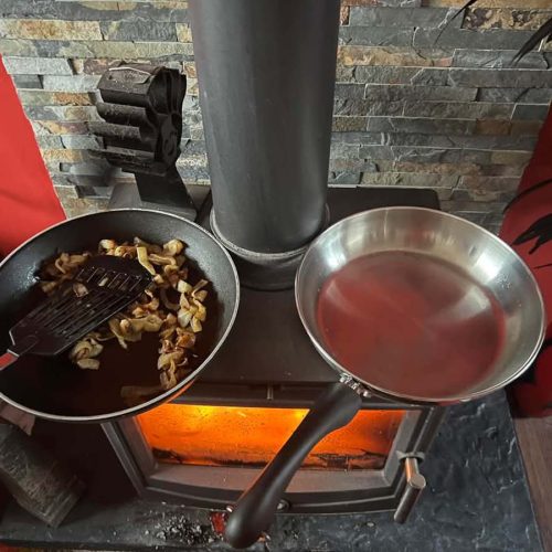 cooking on a wood burning stove top