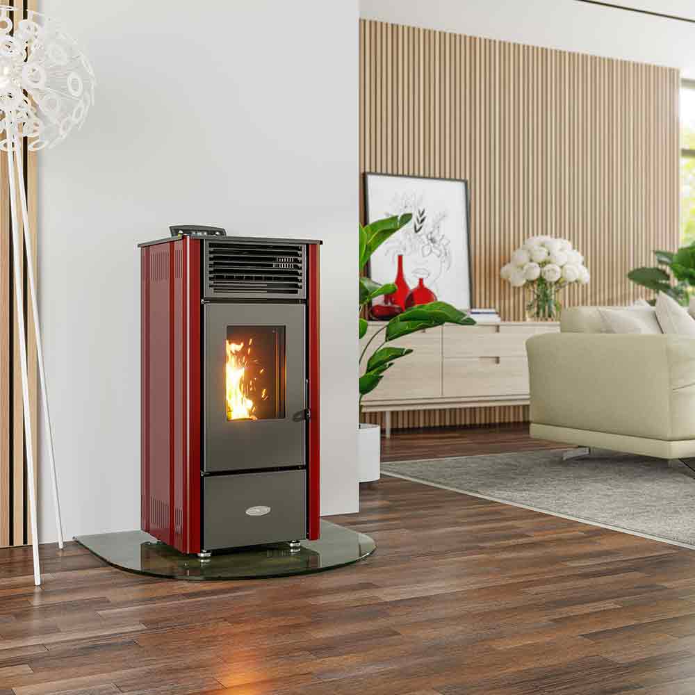 Elm 8kW Red Lifestyle 01 Elm 8 Pellet Stove Elm 8 Pellet Stove - Image 6