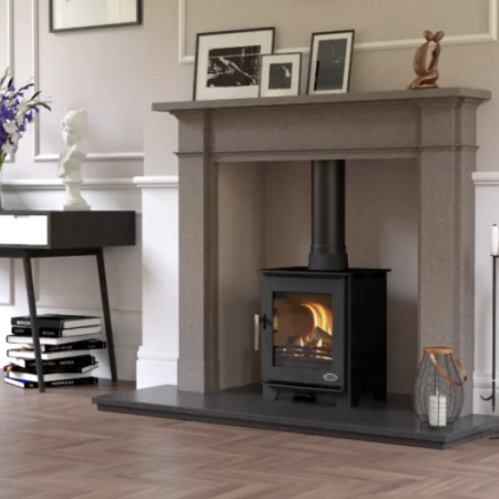 a fireplace in a room